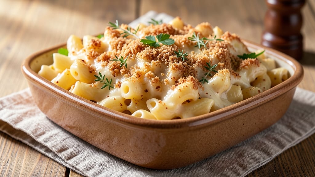 Baked Creamy Mac and Cheese Recipe with Bread Crumbs: Triple-Layered Crunch and Melty Cheese Bliss