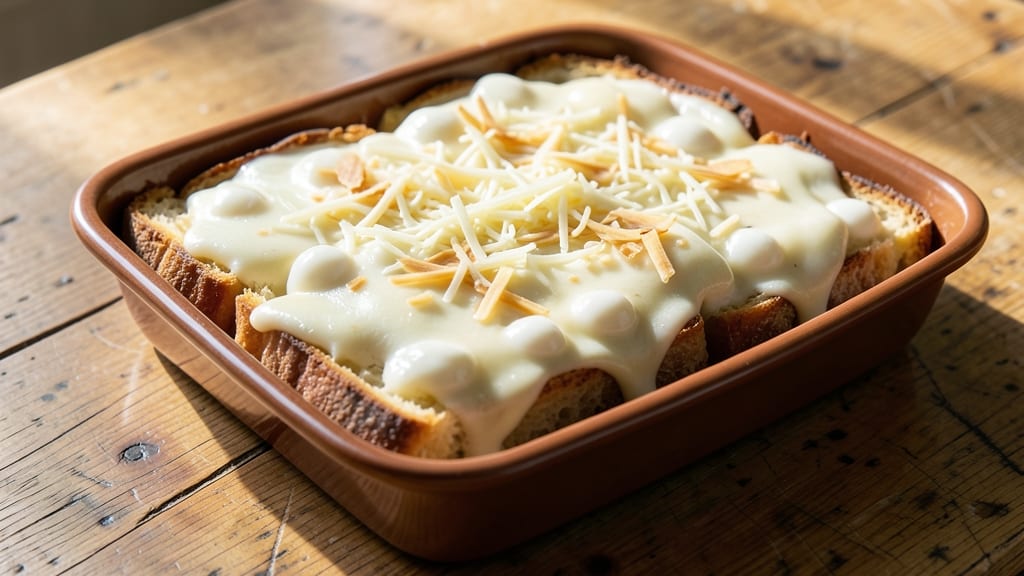Basic Cheese Strata Recipe: Fluffy Egg Custard With Melty Cheese Layers