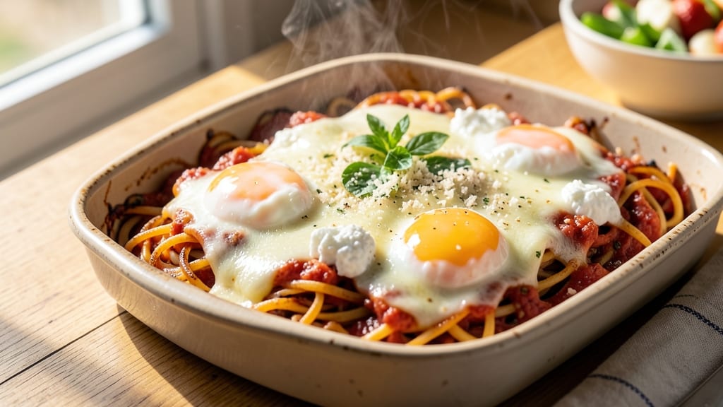 Baked Spaghetti With Mozzarella Cheese Recipe: Crispy Top, Stretchy Cheese Heaven
