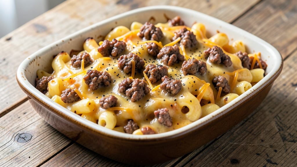Baked Mac and Cheese With Ground Beef Recipe: Savory Beef-Infused Comfort Baked to Perfection