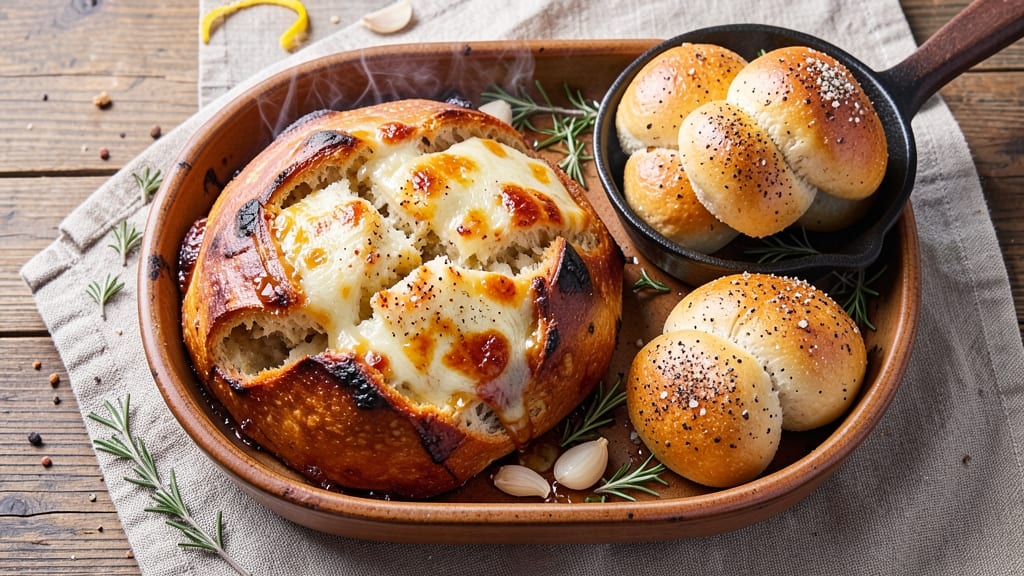 Baked Bread With Cheese Recipe: Crispy-Crusted Cheese Pulls in One Pan