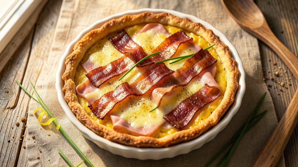 Bacon, Ham, and Cheese Quiche Recipe: Savory Layers With Crispy Top and Gooey Pulls