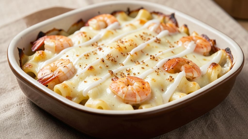 Baked Mac and Cheese With Shrimp Recipe: One-Pan Seafood Upgrade With Crispy Top