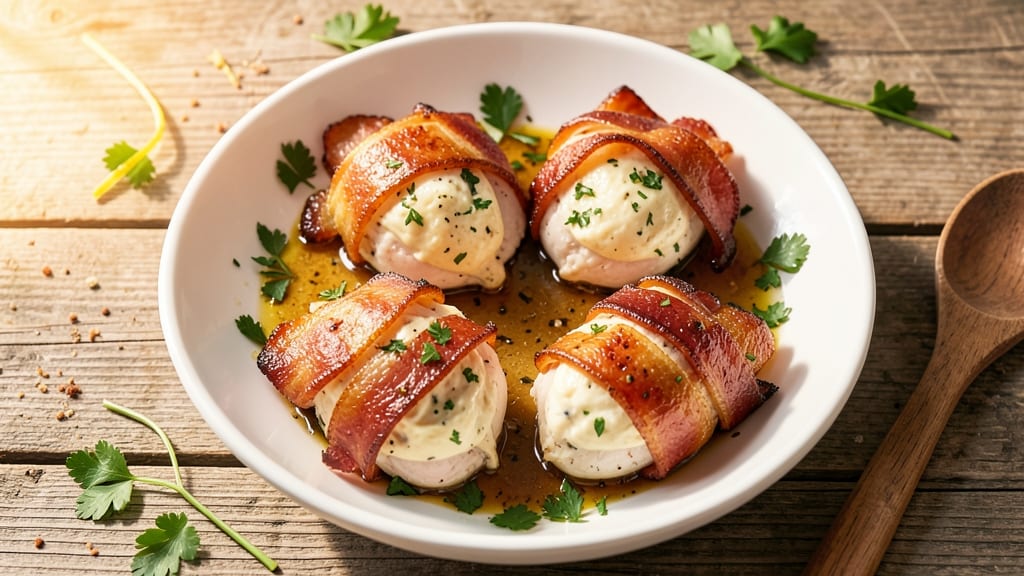 Bacon-Wrapped Cream Cheese Stuffed Chicken Recipe: Smoky Crispy Bites With Melty Centers