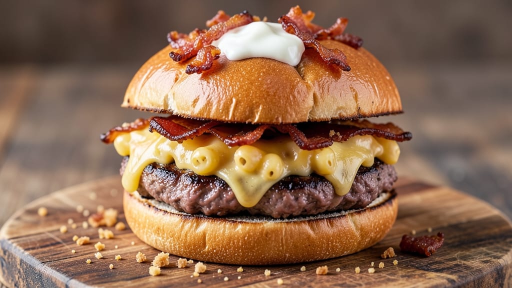 Bacon Mac and Cheese Burger Recipe: Crispy Crust and Melty Cheese Fusion