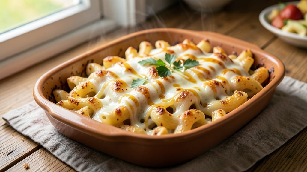 Baked Macaroni and Three Cheese Recipe: Triple-Layered Cheesy Bliss in One Pan