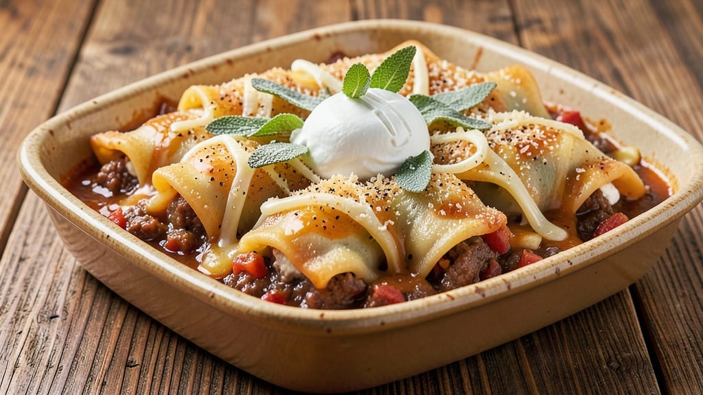 Beef and Cheese Manicotti Recipe: Triple-Layered Bake With Gooey Tomato Heart