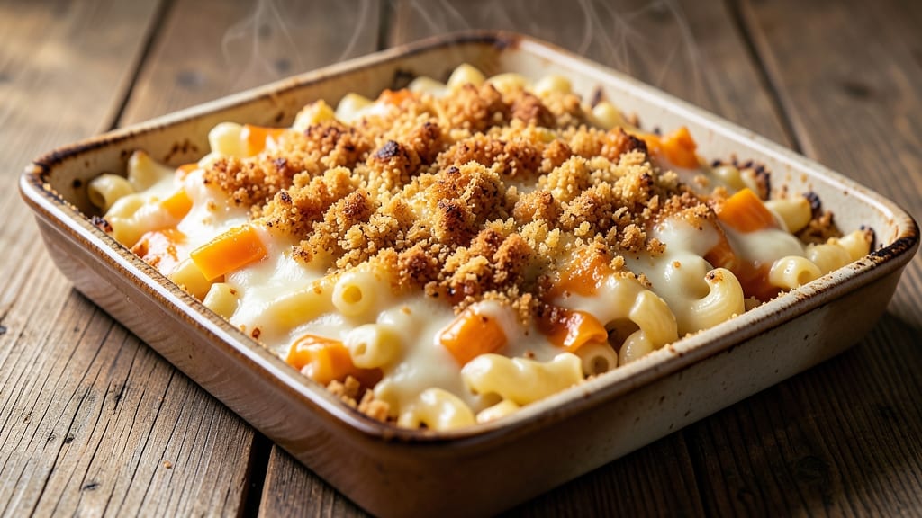 Baked Macaroni and Cheese Recipe Bread Crumb Topping: Crunchy Crown Over Melty Cheese Rivers