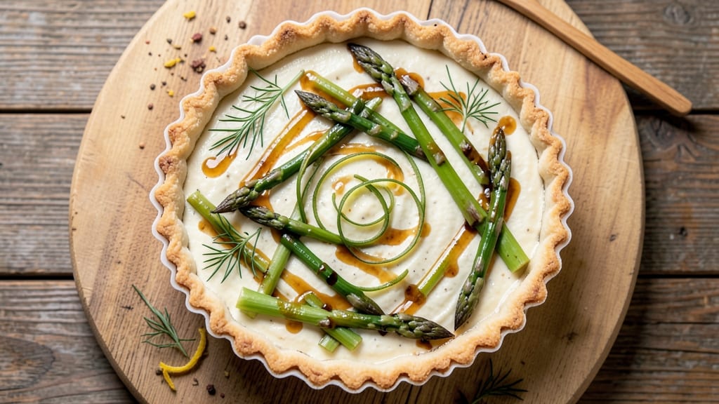 Asparagus, Goat Cheese, and Tarragon Tart Recipe: Crispy Pastry Hugs Herbed Creaminess