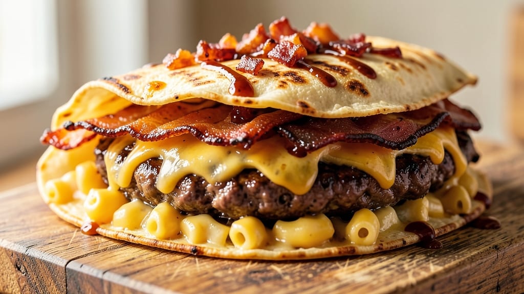 Bacon Mac and Cheese Burger Wrap Recipe: Smoky, Melty, and Crunchy All-in-One Bite