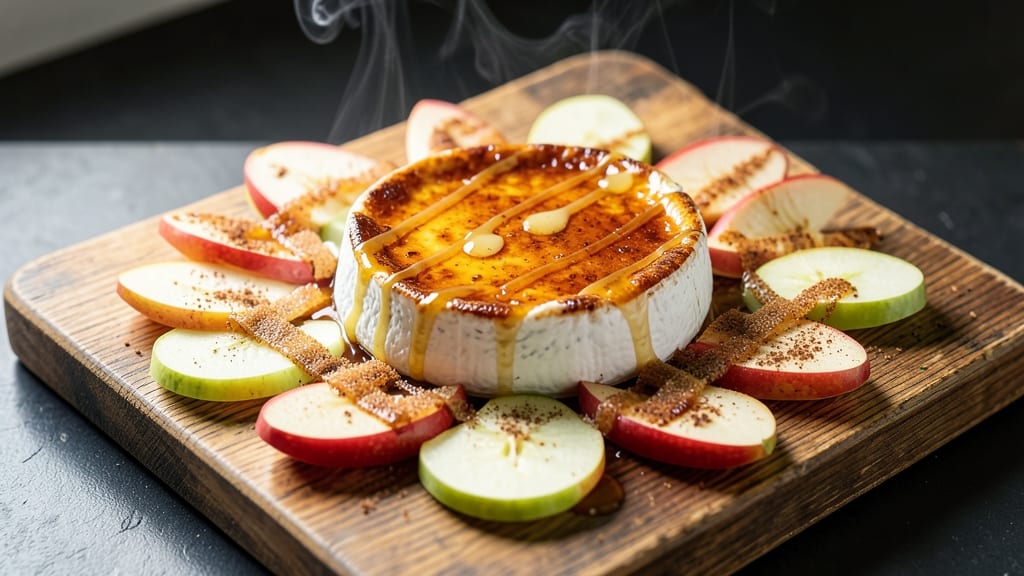 Baked Brie Cheese With Apples Recipe: Warm Caramelized Apples and Gooey Melting Center