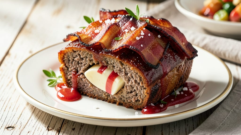 Bacon-Wrapped Meatloaf Stuffed With Babybel Cheese Recipe: Smoky Crunch Meets Melty Cheese Magic