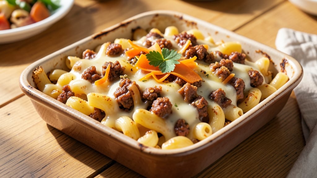 Baked Macaroni and Cheese With Sausage Recipe: Hearty Breakfast Casserole With Crispy Top
