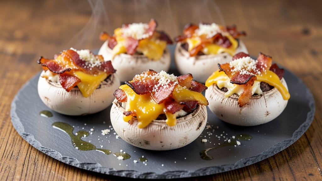 Bacon and Cheese Stuffed Mushrooms Recipe: Crispy Caps With Gooey Pull-Apart Magic