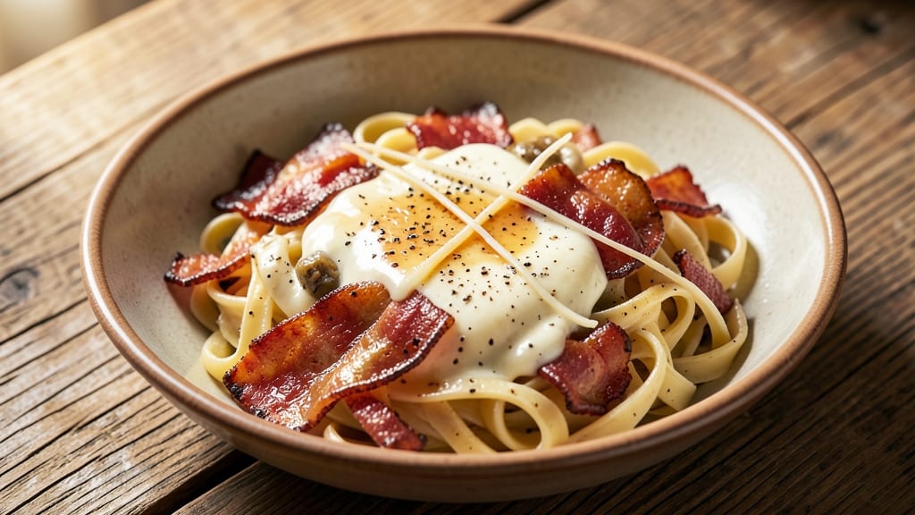 Bacon and Cheese Pasta Recipe: Crispy Pancetta and Melty Gouda Twists