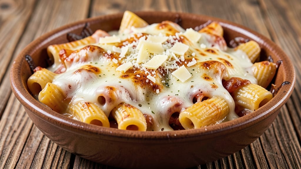 Baked Cheese Mostaccioli Recipe: Triple-Layered Cheese Noodle Bake With Crispy Top