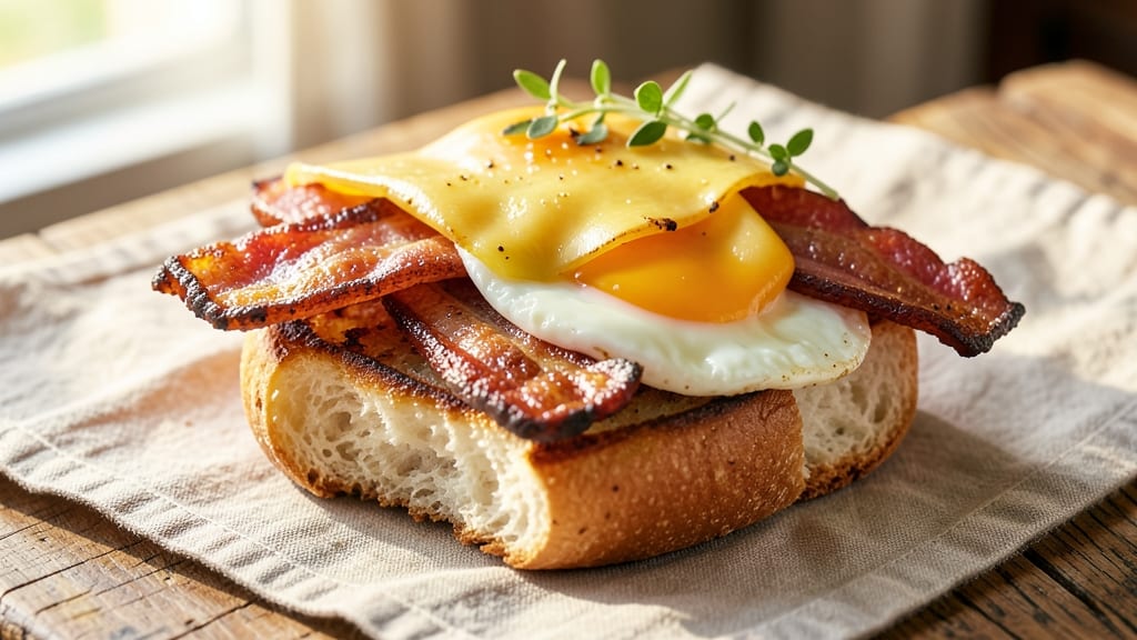 Bacon, Egg, and Cheese English Muffin Recipe: Crispy Toasted Crunch With Runny Yolk Magic