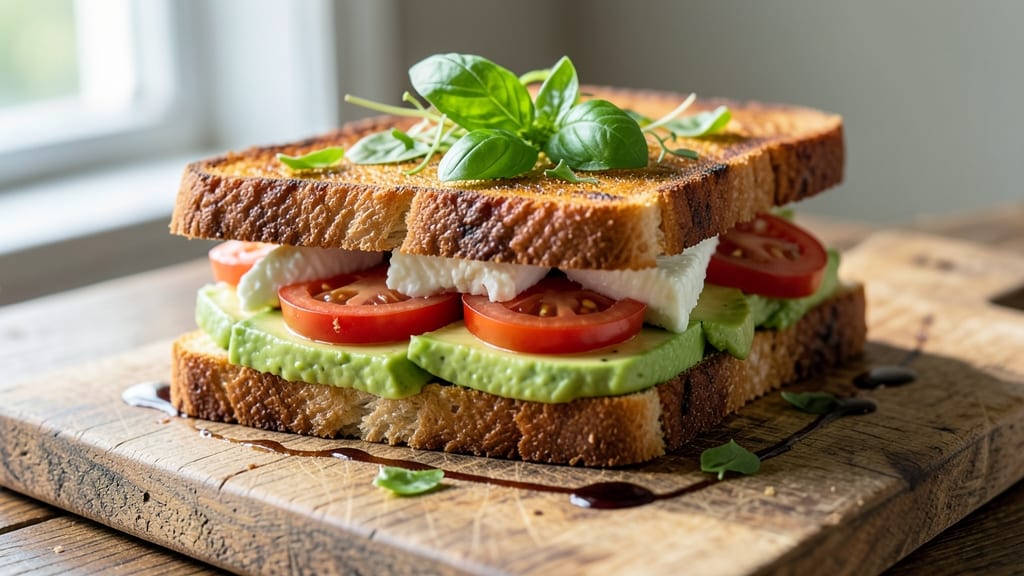 Avocado, Mozzarella, and Tomato Grilled Cheese Recipe: Smoky Grill and Fresh Herb Layers