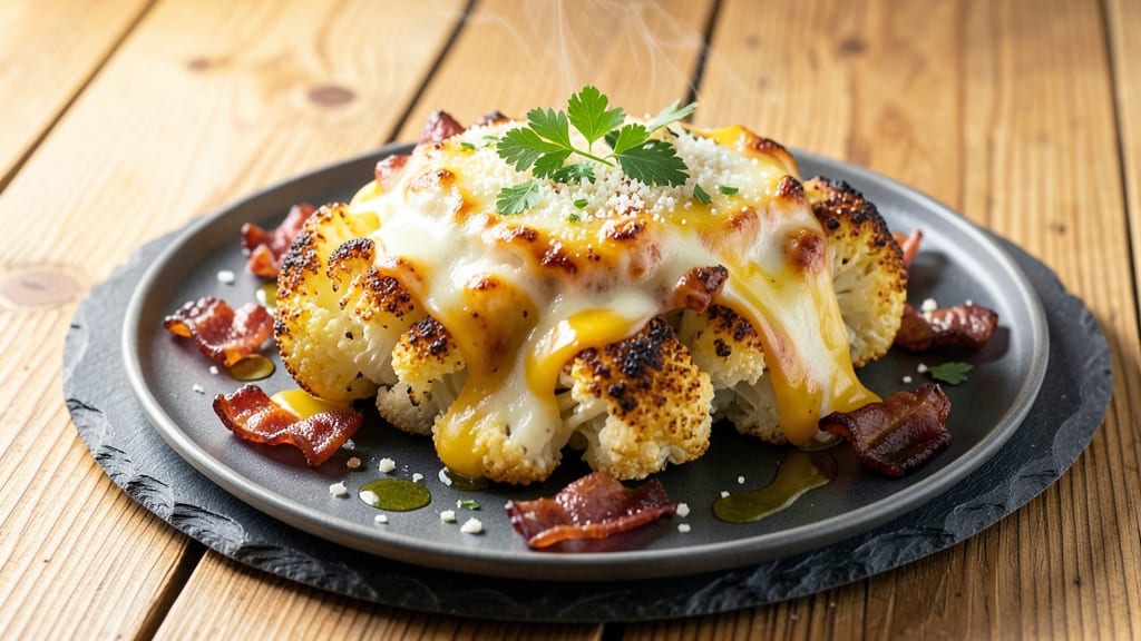 Baked Cauliflower Bacon Cheese Recipe: Crispy Top, Melty Pulls, Breakfast Bliss