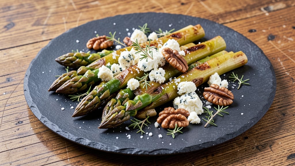 Asparagus and Blue Cheese Recipe: Crispy Roasted Stems With Tangy Drizzle