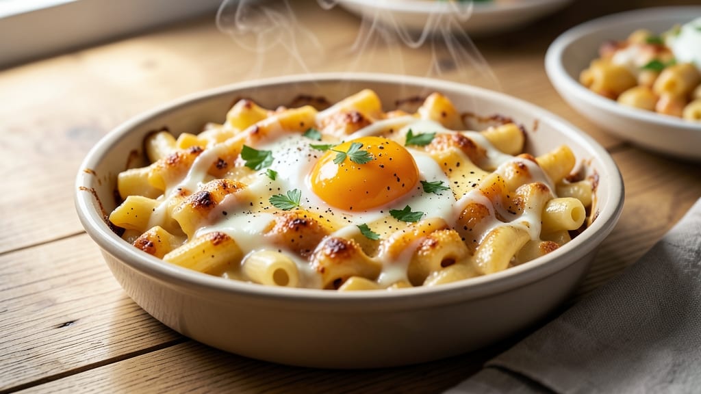 Baked Macaroni and Cheese Recipe With Eggs and Milk: Breakfast Casserole With Crispy Top