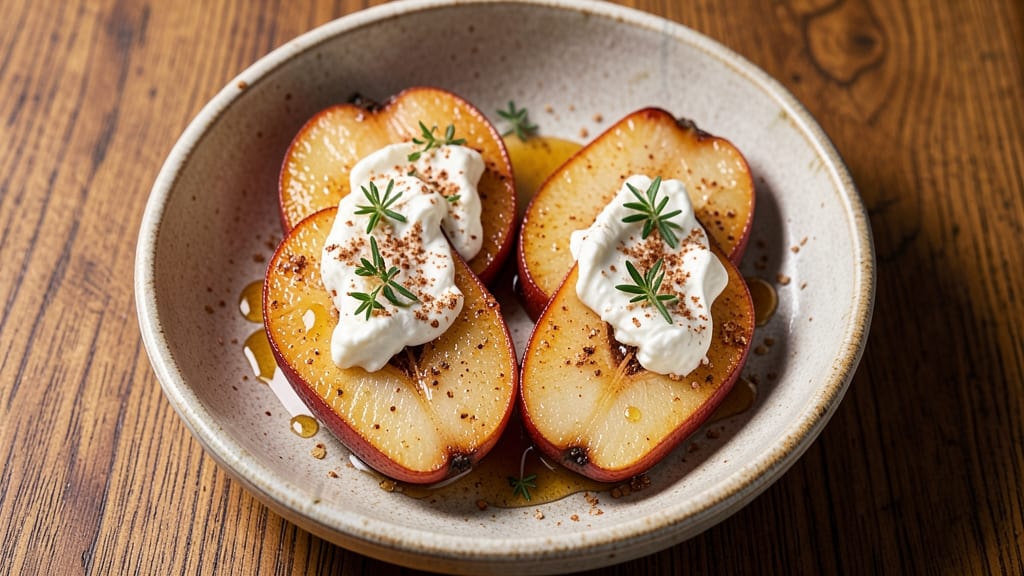 Baked Pear and Goat Cheese Recipe: Warm Spiced Fruit and Tangy Cream Pairing